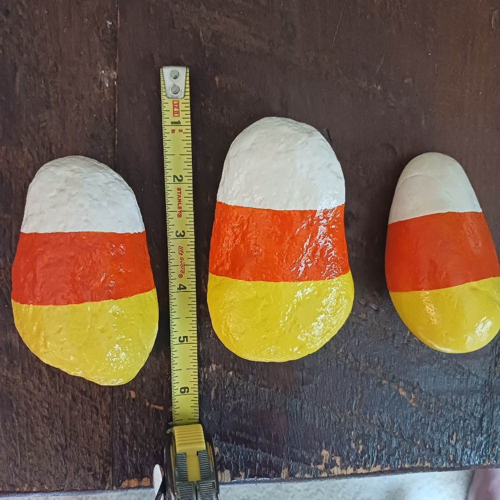 Hand Painted Candy Corn Rocks - Picture 2 of 3